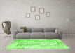 Machine Washable Abstract Green Contemporary Area Rugs in a Living Room,, wshcon2933grn