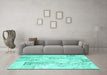 Machine Washable Abstract Turquoise Contemporary Area Rugs in a Living Room,, wshcon2933turq