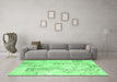 Machine Washable Abstract Emerald Green Contemporary Area Rugs in a Living Room,, wshcon2933emgrn