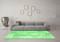 Machine Washable Abstract Emerald Green Contemporary Rug, wshcon2933emgrn