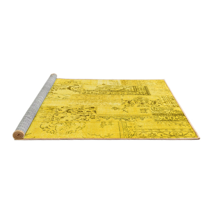 Sideview of Machine Washable Abstract Yellow Contemporary Rug, wshcon2933yw