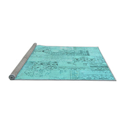 Sideview of Machine Washable Abstract Light Blue Contemporary Rug, wshcon2933lblu
