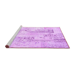 Sideview of Machine Washable Abstract Purple Contemporary Area Rugs, wshcon2933pur