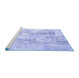 Sideview of Machine Washable Abstract Blue Contemporary Rug, wshcon2933blu
