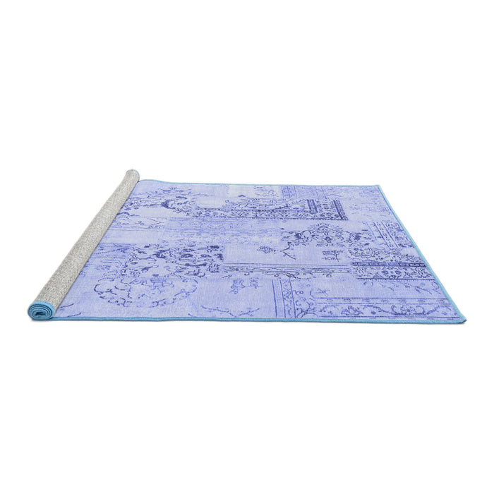 Sideview of Machine Washable Abstract Blue Contemporary Rug, wshcon2933blu