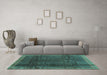 Machine Washable Abstract Turquoise Contemporary Area Rugs in a Living Room,, wshcon2934turq