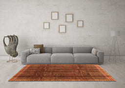 Machine Washable Abstract Orange Contemporary Area Rugs in a Living Room, wshcon2934org