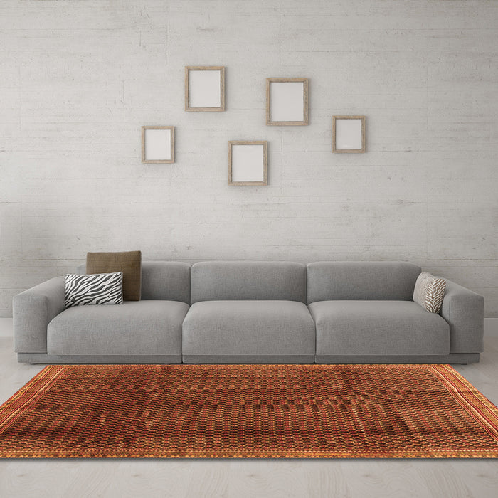 Machine Washable Abstract Orange Contemporary Area Rugs in a Living Room, wshcon2934org