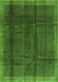 Serging Thickness of Machine Washable Abstract Green Contemporary Area Rugs, wshcon2934grn