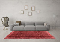 Machine Washable Abstract Red Contemporary Rug, wshcon2934red