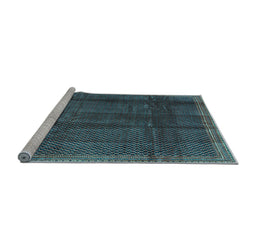Sideview of Machine Washable Abstract Light Blue Contemporary Rug, wshcon2934lblu