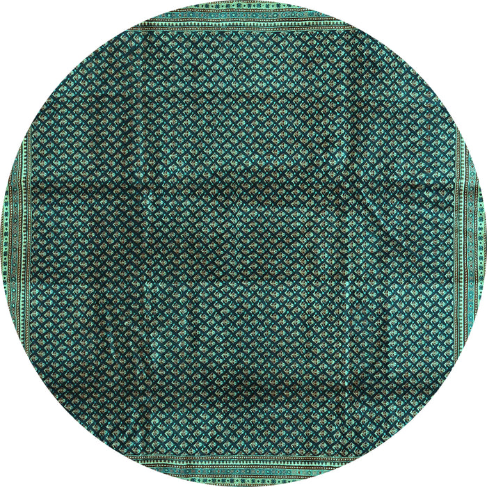 Round Abstract Turquoise Contemporary Rug, con2934turq
