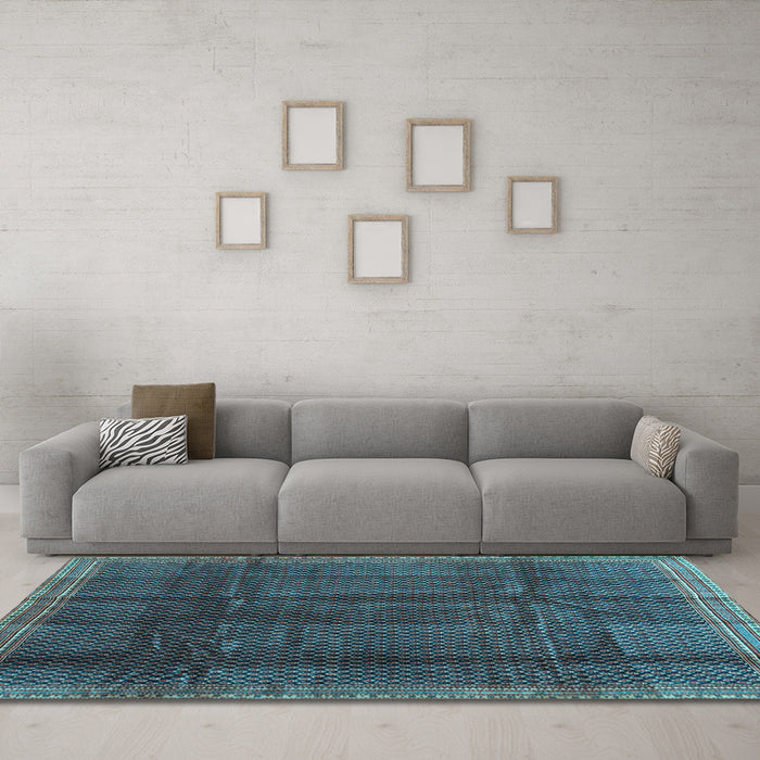 Machine Washable Abstract Light Blue Contemporary Rug in a Living Room, wshcon2934lblu