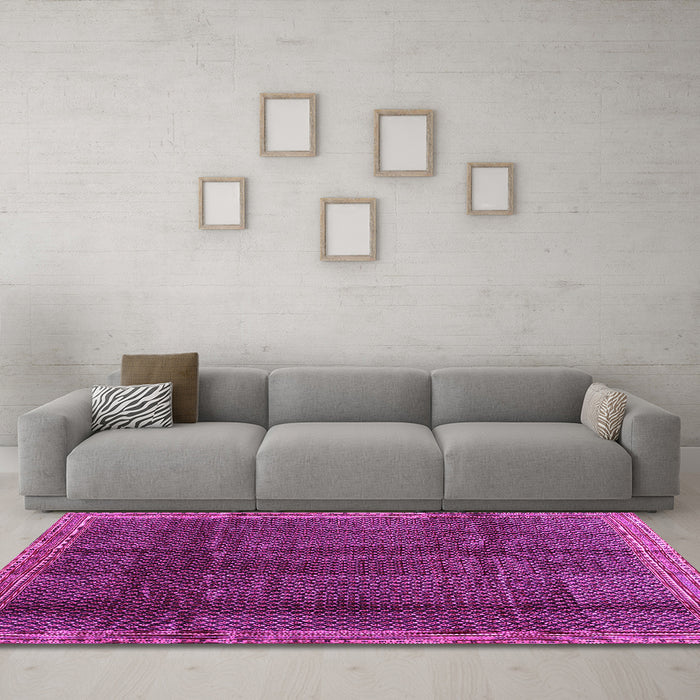 Machine Washable Abstract Pink Contemporary Rug in a Living Room, wshcon2934pnk