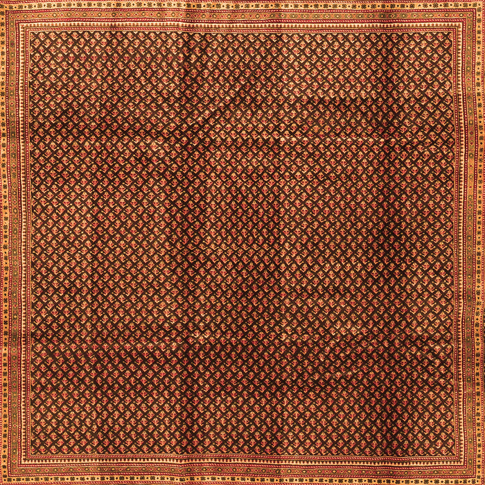 Round Machine Washable Abstract Orange Contemporary Area Rugs, wshcon2934org