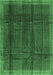 Machine Washable Abstract Emerald Green Contemporary Area Rugs, wshcon2934emgrn