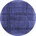 Round Machine Washable Abstract Blue Contemporary Rug, wshcon2934blu