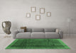 Machine Washable Abstract Emerald Green Contemporary Area Rugs in a Living Room,, wshcon2934emgrn