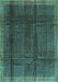 Machine Washable Abstract Turquoise Contemporary Area Rugs, wshcon2934turq