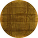 Round Abstract Yellow Contemporary Rug, con2934yw