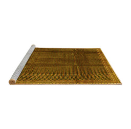 Sideview of Machine Washable Abstract Yellow Contemporary Rug, wshcon2934yw