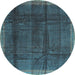 Round Abstract Light Blue Contemporary Rug, con2934lblu