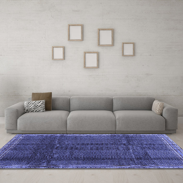 Machine Washable Abstract Blue Contemporary Rug in a Living Room, wshcon2934blu