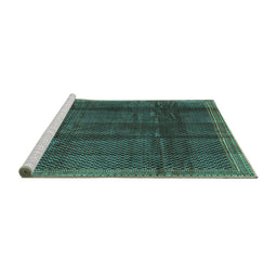 Sideview of Machine Washable Abstract Turquoise Contemporary Area Rugs, wshcon2934turq