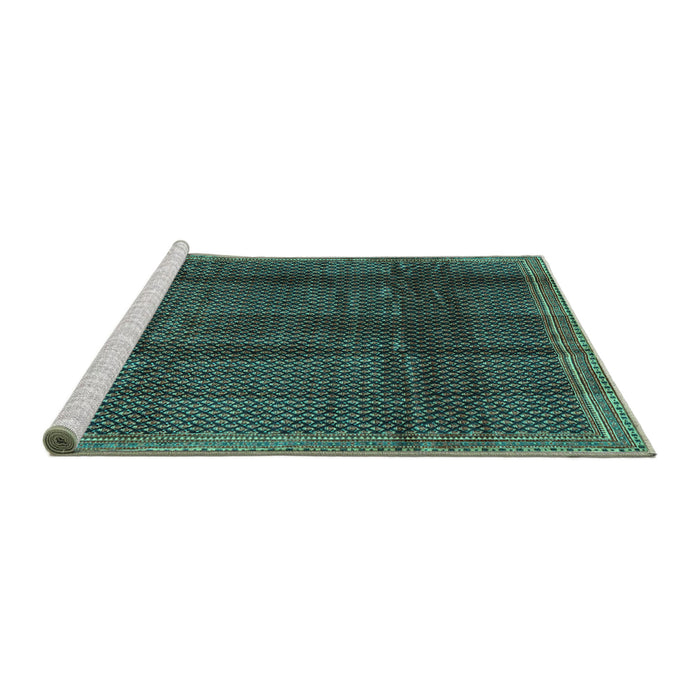 Sideview of Machine Washable Abstract Turquoise Contemporary Area Rugs, wshcon2934turq