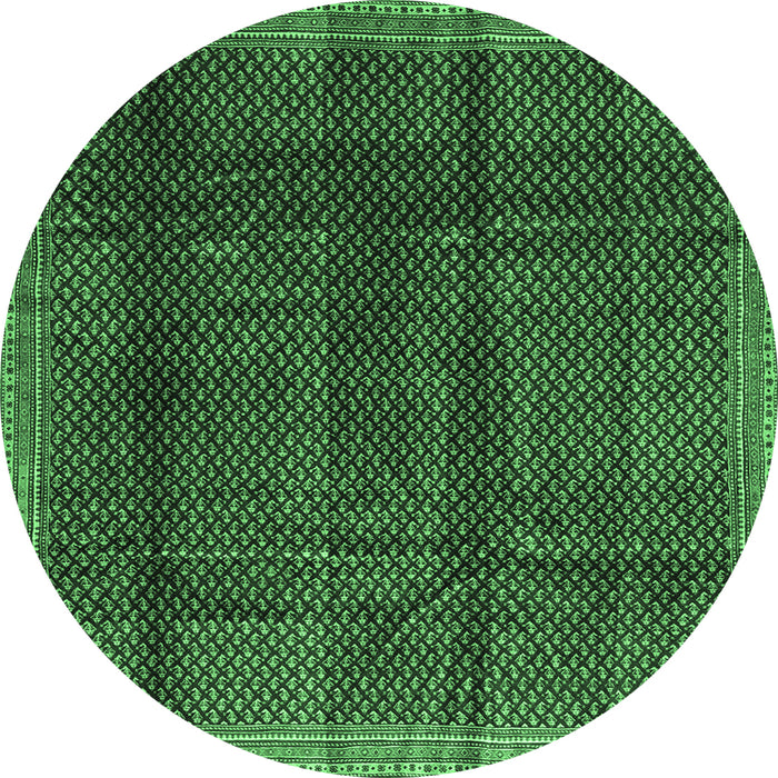 Round Abstract Emerald Green Contemporary Rug, con2934emgrn