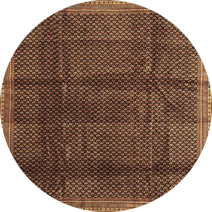 Round Abstract Brown Contemporary Rug, con2934brn