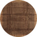 Round Abstract Brown Contemporary Rug, con2934brn