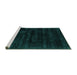 Sideview of Machine Washable Abstract Turquoise Contemporary Area Rugs, wshcon2935turq