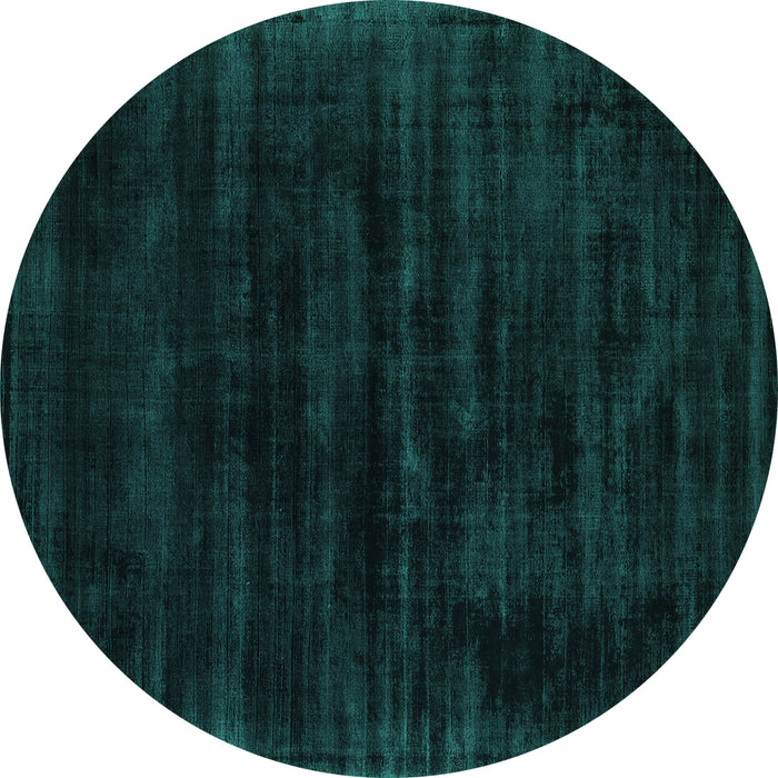 Round Machine Washable Abstract Turquoise Contemporary Area Rugs, wshcon2935turq