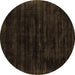 Round Abstract Brown Contemporary Rug, con2935brn