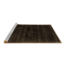 Sideview of Machine Washable Abstract Brown Contemporary Rug, wshcon2935brn