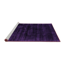 Sideview of Machine Washable Abstract Purple Contemporary Area Rugs, wshcon2935pur