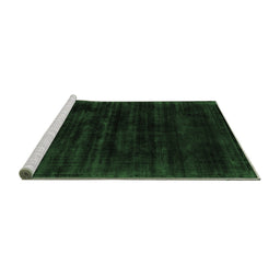 Sideview of Machine Washable Abstract Emerald Green Contemporary Area Rugs, wshcon2935emgrn