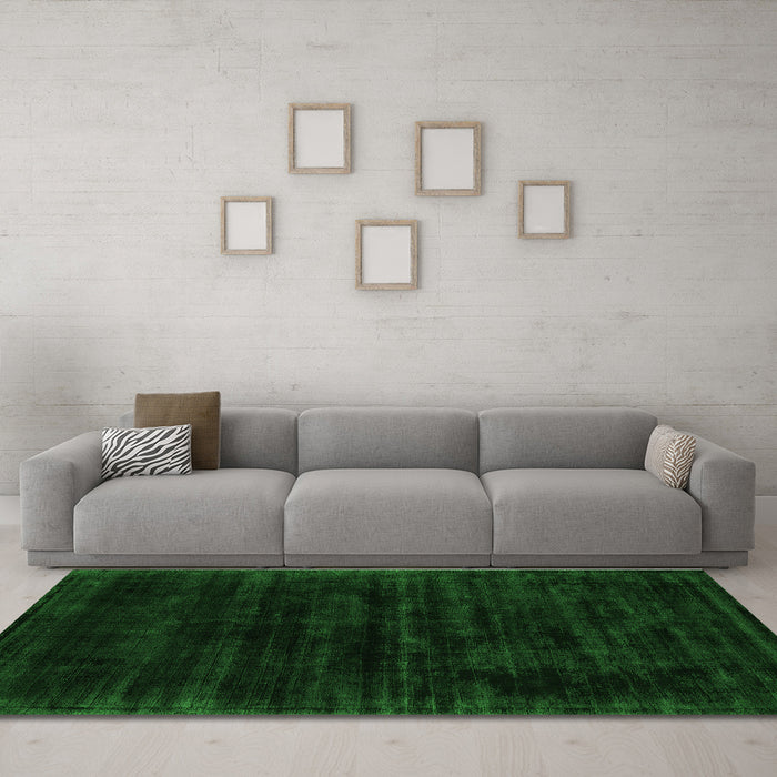 Machine Washable Abstract Green Contemporary Area Rugs in a Living Room,, wshcon2935grn