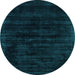 Round Abstract Light Blue Contemporary Rug, con2935lblu