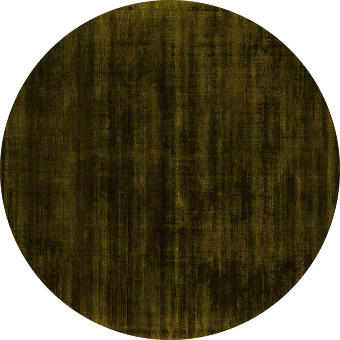 Round Machine Washable Abstract Yellow Contemporary Rug, wshcon2935yw