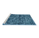 Serging Thickness of Machine Washable Contemporary Blue Rug, wshcon2936