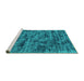 Sideview of Machine Washable Abstract Turquoise Contemporary Area Rugs, wshcon2936turq