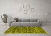 Machine Washable Abstract Yellow Contemporary Rug in a Living Room, wshcon2936yw