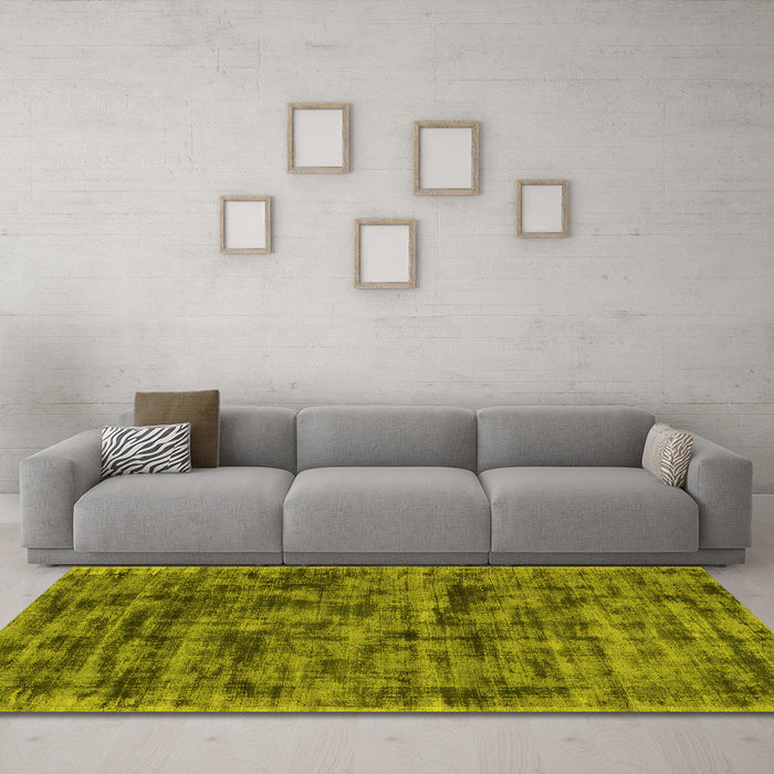 Machine Washable Abstract Yellow Contemporary Rug in a Living Room, wshcon2936yw