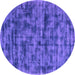 Round Abstract Purple Contemporary Rug, con2936pur