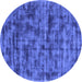 Round Abstract Blue Contemporary Rug, con2936blu