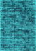 Machine Washable Abstract Turquoise Contemporary Area Rugs, wshcon2936turq