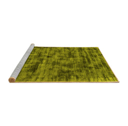 Sideview of Machine Washable Abstract Yellow Contemporary Rug, wshcon2936yw