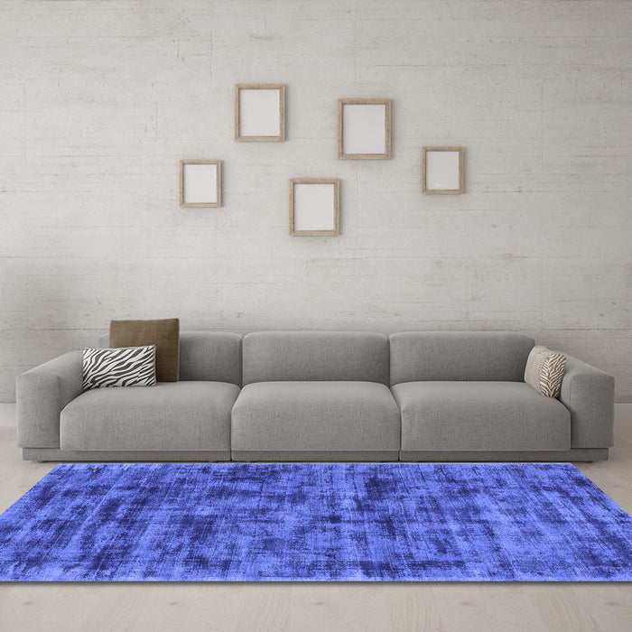 Machine Washable Abstract Blue Contemporary Rug in a Living Room, wshcon2936blu
